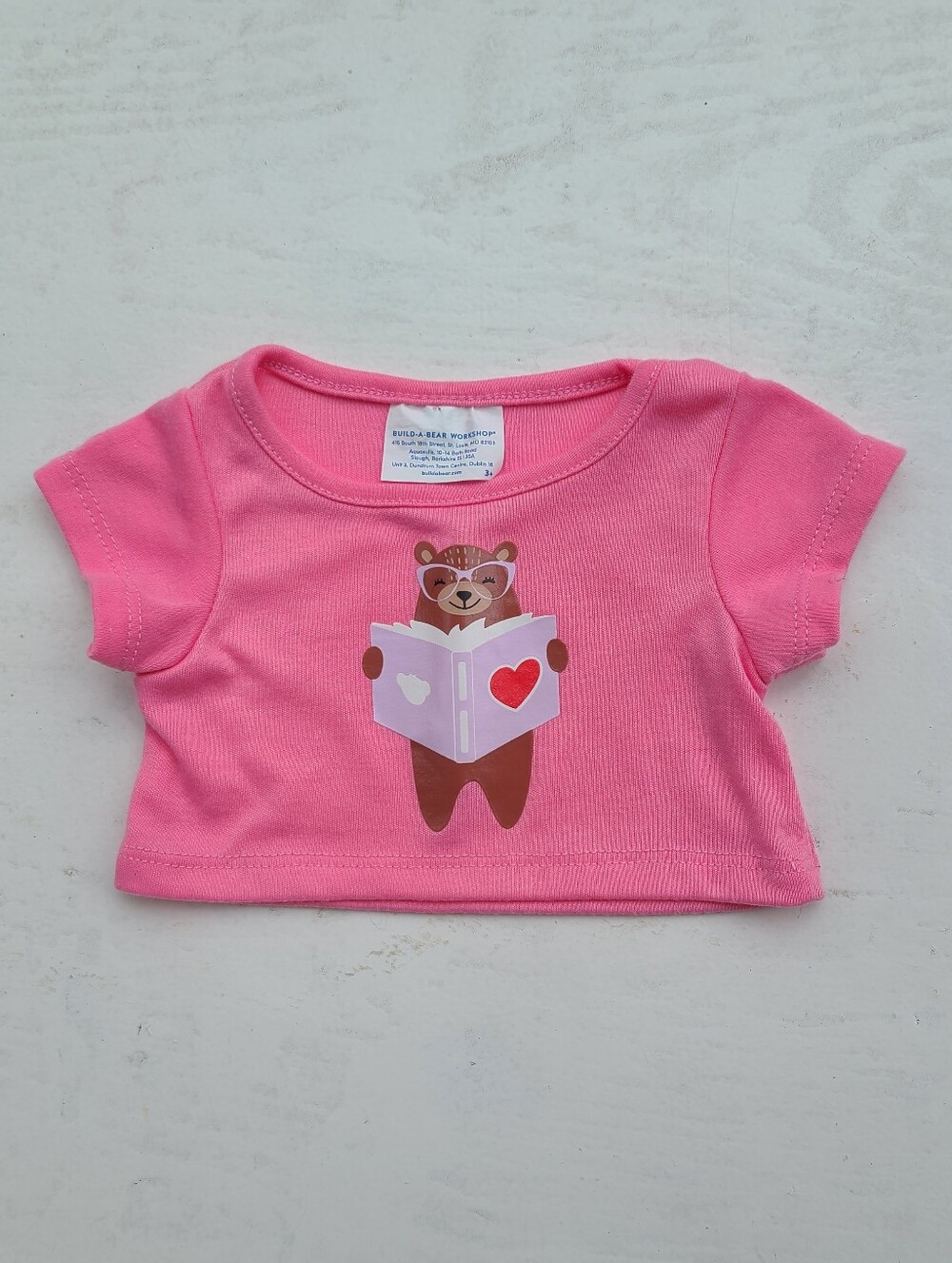 Build-A-Bear Pink Bear Reading Graphic T-Shirt